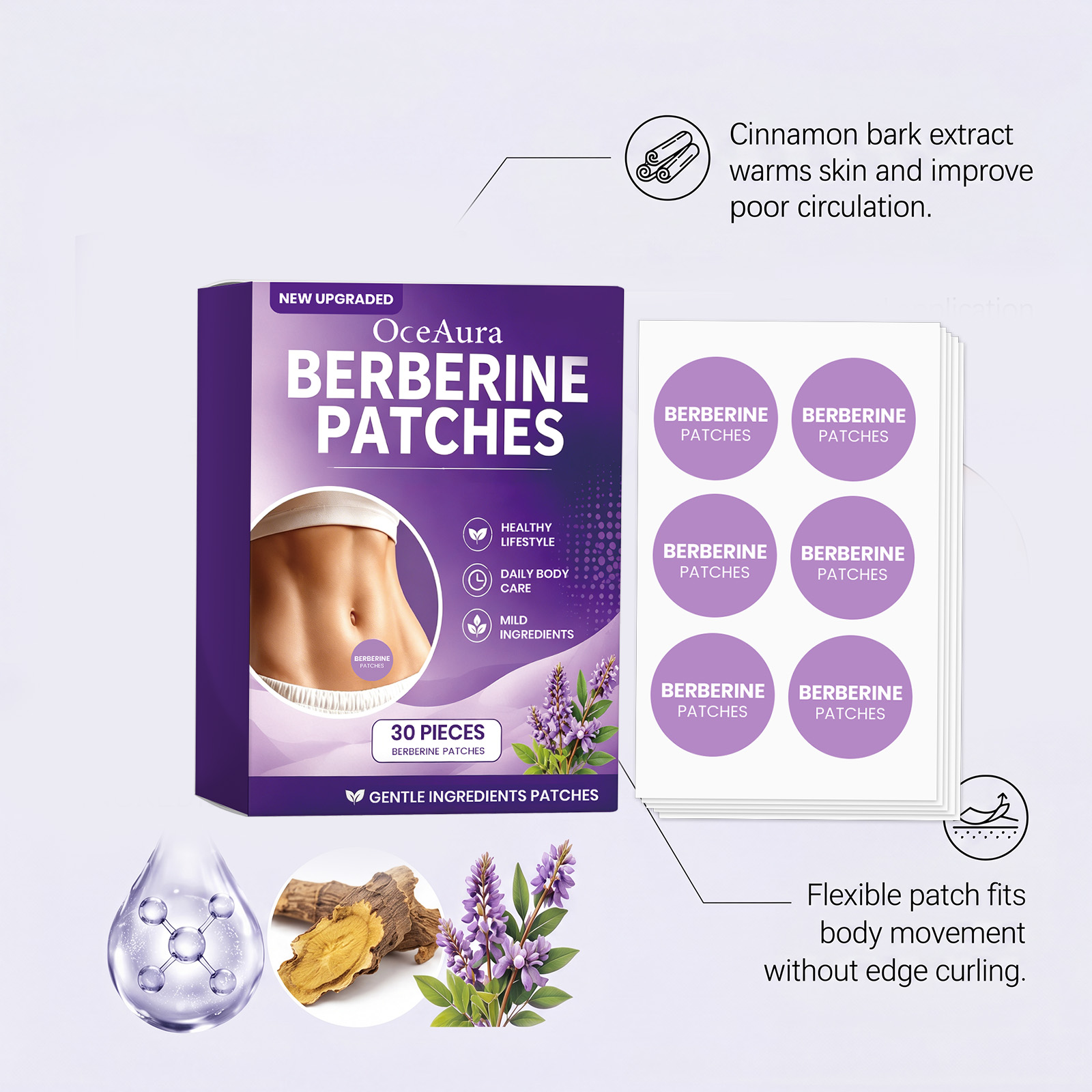 OceAura Berberine Care Patches - огляд і ціна Herbal Wellness Formula